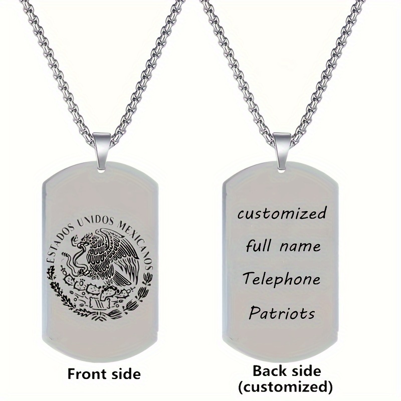 Personalized Mexican Eagle Flag Necklace